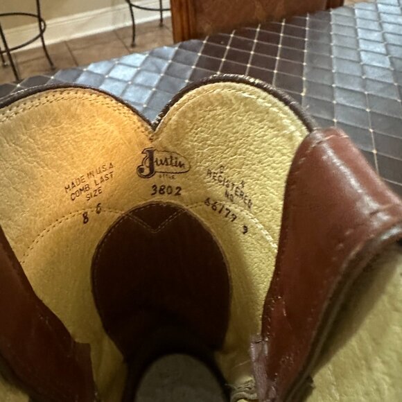 Vintage Justin Roper Cowboy Boots – Style 3802 – Men’s Size 8E – Chestnut Brown - Picture 2 of 5